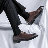 Breakj Men's Black Business Dress Leather Shoes Men's Platform Casual British Style Groom Wedding Shoes