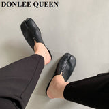 Split Toe Slippers Women Flats Moccasins Casual Shoes Close Toe Mule British Style Loafers Soft Ballerina Outdoor