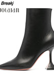 Winter New Women Ankle Boots High Quality Soft Leather Ladies Eelgant Short Boots 10.5CM High Heel Pumps Shoes
