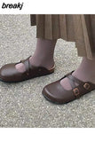 2023 New Summer Women Cork Slippers Buckle Non-slip Casual Closed Toe Sandals