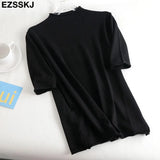 sleeve sweater solid slim Sweater Pullovers Women winter autumn thin O-neck chic 2021 sweater