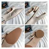 Slingback Sandals Women Slip On Mule Shoes Women Round Toe Low Heel Shoes Brand Shallow Pleated Sandal Elegant Mules