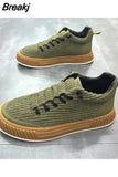 Men's Casual Shoes Fashion Thick Sole Sneakers Flat Non-slip Sports Running Shoes Comfortable High Top Men's