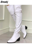 Chunky Heeled Women Motorcycle Boots 2023 Winter Fashion Comfy Stretch Boots Great Quality Over The Knee-high