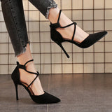 Women's Dress Classy High Heels Women 2023 Spring and Autumn New Pointed Toe Stiletto Sandals Buckle Strap Internet Hot