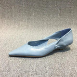 for Woman 2023 Comfortable Women's Summer Footwear Moccasins Blue Low Heel Elegant Pointed Toe High Quality Popular