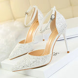 Breakj Thin With High With Shallow Mouth Pointed Hollow Sequins Sexy Nightclub Show Thin A