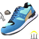 Safety Shoes Men Metal Toe Kevlar Midsole And Leather Upper Breathable Classic Boots 6KV Insulation Soft Blue Sneaker