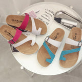 Outside Buckle Cork Slipper New Women Summer Mixed Color Casual Beach Slip on Flip Flops Slides
