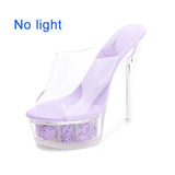 Slippers Women Shoes Super High Heels Plus Size Catwalk Transparent Sandals Women Pole Dance Platform Wedding