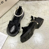 Women Thick Platform Mary Janes Lolita Shoes Party Pumps Summer New Sandals Bow Chain Mujer Shoes Fashion Oxford
