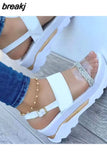 Women Sandals Summer Heels Sandals With Wedges Shoes For Women Peep Toe Platform Sandalias Mujer Brand Shoes On Heel Luxury