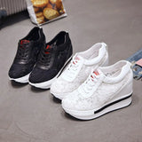 New Lace Breathable Sneakers Women Shoes Comfortable Casual Woman Platform Wedge