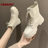 New Fashion Belt Buckle Solid Color Splice Short Boots Women's Round Head PU Soft Sole Shoes Warm and Versatile