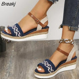 Platform Solid Women Casual Wedges Sandals Open Toe Buckle Women Summer Beach Sandals with Bow Sandalias Mujer Verano