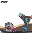 Fashion Women Cork Sandals 2023 New Summer Beach Wedge Trifle Buckle Strap Black White Platform Outside Sandalias