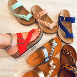 Breakj Cork Bottom Cool Slippers 2025 Summer Solid Woven Slippers Thick Bottom Clip Beach