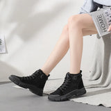 2023 Spring New Student Wild Knight Short women Boots Short Tube High Top Small Short Boots Canvas Shoes