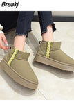 Women Designer Snow Winter Cowskin Boots Fashion Ladies Platform Fur Boots Classic Ultra Mini Suede Wool Ankle Booties