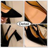 Size 33-40 Sandals Women 2023 Real Leather Close-Toe High Heels Summer Shoes For Women Chunky Heel Backsling