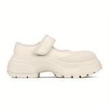 New Arrival Women Pumps Round Toe Platforms Hook&Loop Genuine Leather Thick High Heels Shoes Woman Size