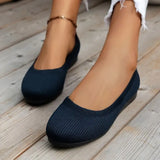 and Autumn 2023 New Outwear Solid Color Oversized Shallow Cut Shoes Women's Knitted Comfort Flat Shoes