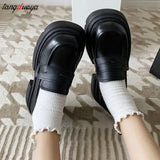 Loafers Woman 2024 British Style Thick Heels Oxfords Shoes Women Slip On College Gothic Shoes Mujer Vintage mary