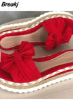 Sandals Women Heels Sandals with Wedges Shoes for Women Platform Sandals Summer Slippers Butterfly-knot Elegant Summer