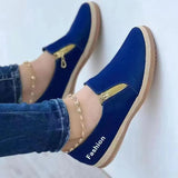 Breakj Single-Shoe Women's Light Mouth Casual Solid Color Side Zipper Loose Bottom Rope Large Women's Single