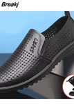 Fashion Formal Men Shoes Punch Lace Breathable Hollow Business Dress Shoes Genuine Leather Casual Sandals