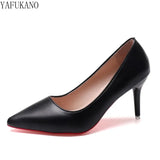 Classic Style Office Work Shoes Sexy Red Sole Stiletto Ladies Pumps Matte Leather High Heels Plus Size 42