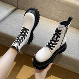 White Boots Women Shoes Womens Platform Heels Punk Goth Shoes Chunky Ankle Boots Winter Booties Size 41 Botas Fall