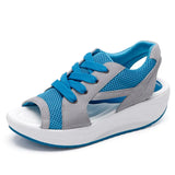 Breakj Fish Mouth Thick Soles High Rocking Shoes Sandals Korean Version Of Casual Pine Women's Shoes Fashion Sports Casual Net Cloth
