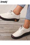 New Autumn Casual Women Shoes Platform Loafers 2023 Lace Up Leather Flats Slip-On Mom Shoe Mujer Zapatos Chaussure