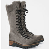 Fashion Women's Mid-Calf Boots Round Toe Western Lace-Up Side Zipper Ladies Boots Comfortable Non-Slip Motorcycle