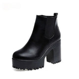 Mujer Fashion Women Boots Square Heel Platforms Zapatos Mujer PU Leather Thigh High Pump Boots Motorcycle