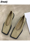 Shoes Ladies Female Footwear Square Toe Women's Moccasins Autumn Casual Sneaker Shallow Mouth Soft 2023 Retro Dress
