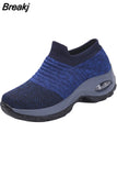 Autumn Women Breathable Mesh Sneakers Elastic Slip On Platform Vulcanized Shoes Running Shoes Walking Tennis Sock
