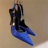 Stiletto Sandals For Women's Wedding Shoes Shiny Rhinestone Pumps Banquet Brand Pointed Toe High Heels Shoes For