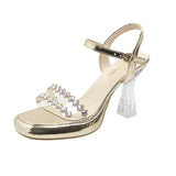 Summer New Round Toe Open Toe Belt Buckle Transparent Sexy Sandals Women Comfort Solid Color High Heels