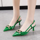 Women Pumps Fashion Metal Ladies Shoes Thin Heels Woman Party Pointed Toe Summer Sandals Lady High Heels for Female
