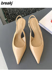 Fashion Spring Slingback Sandals Women Half Wrap Pointy Toe Designer High Heel Shoe Elegant Shallow Pumps Party Dress