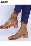 Slippers Transparent High Heels Sandals Mules Pumps Clear Women Sexy Open Toe Slides Woman Party Shoes