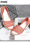Summer Women Fashion Jelly Sandals Low Heel Peep Toe Shallow Slides Casual Beach Outdoor Female Ladies Slipper