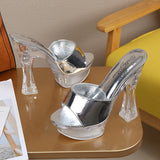 Breakj 14 Cm High Heel Sandals Slippers Women's Summer Waterproof Platform Anti-Slip Thick Sole Sexy Versatile