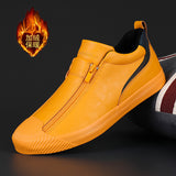 Breakj Walk 2025 New Winter Warm Shoes Thick Bottom Plus Velvet Leisure Help Zip Up Men's
