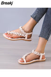 Womens Shoes 2023 Flat Sandals Suit Female Beige Flip Flops Platform Summer Heels Large Size Luxury New Without Black