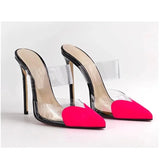 Women Sandals Mixed Colors Transparency Thin Heel Party Femme Shoes Spring Summer Pointed Toe Prom Pumps Designer Shoes