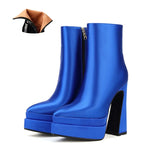Quality Sexy Satin Women's Ankle Boots High Heels Thickened High Heels Pointed Toe Platform Shoes Shoes for Women Size