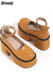 Thick Heels Platform Sandals For Women 2023 European Style Ankle Buckle Sandals Comfy Walking Lady Sandals